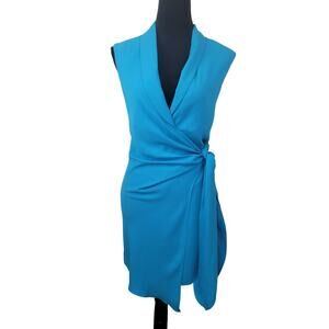 Amanda Uprichard New York NWOT Clara Wrap Dress Teal Safari Blue Size XS